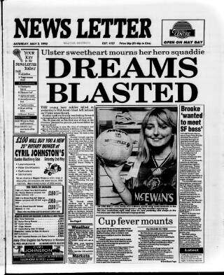 cover page of Belfast News-Letter published on May 2, 1992