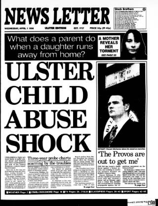 cover page of Belfast News-Letter published on April 1, 1998