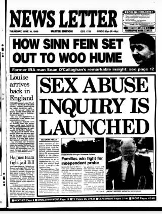 cover page of Belfast News-Letter published on June 18, 1998