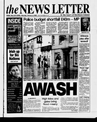 cover page of Belfast News-Letter published on February 2, 2002