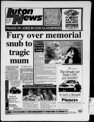 cover page of Luton News and Bedfordshire Chronicle published on May 4, 1994