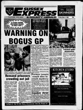 cover page of Sussex Express published on May 4, 1990