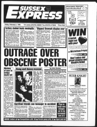 cover page of Sussex Express published on February 2, 1996