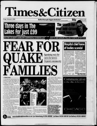 cover page of Bedfordshire Times and Independent published on February 2, 2001