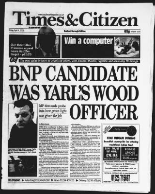 cover page of Bedfordshire Times and Independent published on April 4, 2003