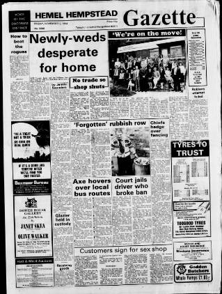 cover page of Hemel Hempstead Gazette published on November 2, 1984