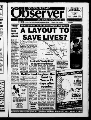 cover page of Leighton Buzzard Observer and Linslade Gazette published on June 18, 1991