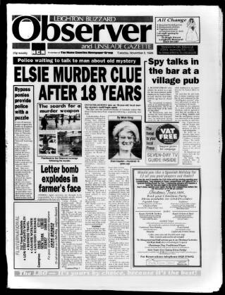 cover page of Leighton Buzzard Observer and Linslade Gazette published on November 2, 1993