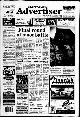 cover page of Harrogate Advertiser and Weekly List of the Visitors published on August 2, 1996