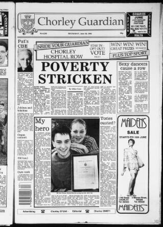 cover page of Chorley Guardian published on June 18, 1992