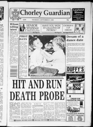 cover page of Chorley Guardian published on September 17, 1992