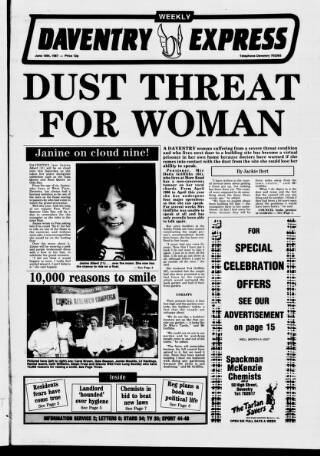 cover page of Daventry and District Weekly Express published on June 18, 1987