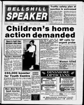 cover page of Bellshill Speaker published on September 17, 1992