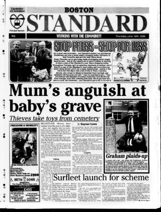 cover page of Lincolnshire Standard and Boston Guardian published on June 18, 1998
