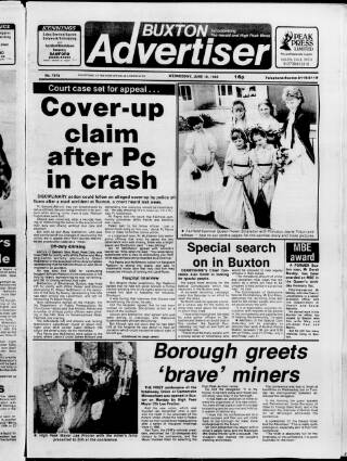 cover page of Buxton Advertiser published on June 18, 1986