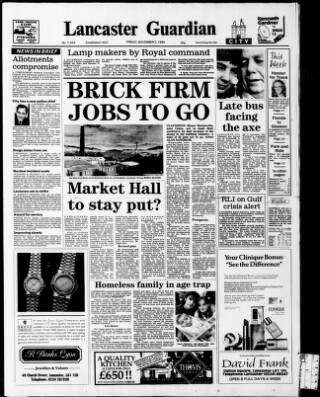 cover page of Lancaster Guardian published on November 2, 1990