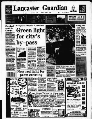 cover page of Lancaster Guardian published on June 18, 1993