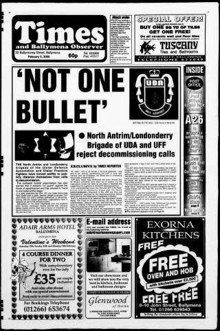 cover page of Ballymena Weekly Telegraph published on February 2, 2000