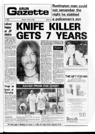 cover page of Littlehampton Gazette published on June 18, 1982