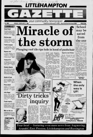 cover page of Littlehampton Gazette published on February 2, 1990