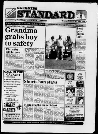 cover page of Skegness Standard published on August 2, 1991