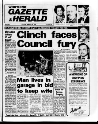 cover page of Worthing Herald published on March 19, 1982