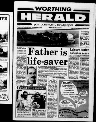 cover page of Worthing Herald published on March 19, 1993