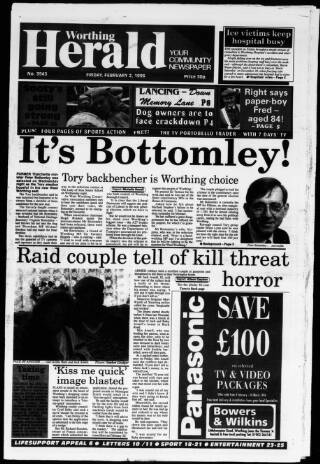 cover page of Worthing Herald published on February 2, 1996