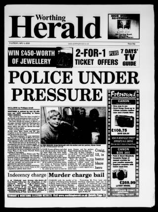 cover page of Worthing Herald published on May 4, 2000