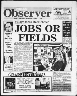 cover page of Wigan Observer and District Advertiser published on November 2, 1989