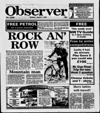cover page of Wigan Observer and District Advertiser published on April 5, 1991