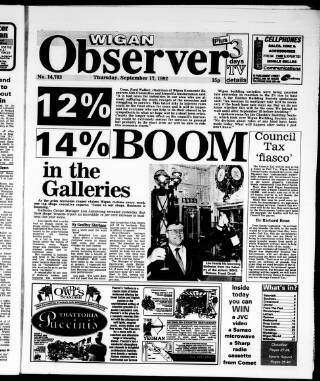 cover page of Wigan Observer and District Advertiser published on September 17, 1992