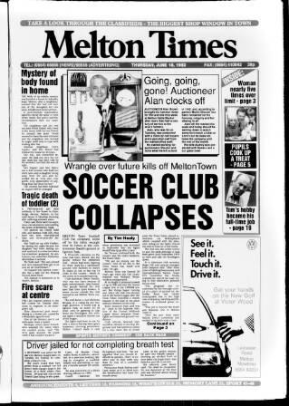 cover page of Melton Mowbray Times and Vale of Belvoir Gazette published on June 18, 1992