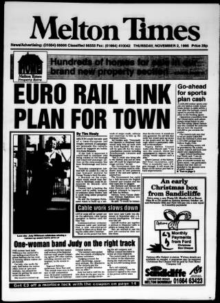 cover page of Melton Mowbray Times and Vale of Belvoir Gazette published on November 2, 1995