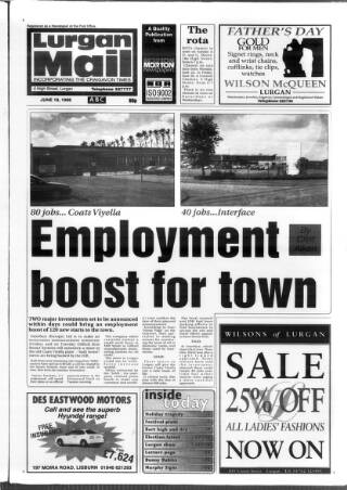cover page of Lurgan Mail published on June 18, 1998