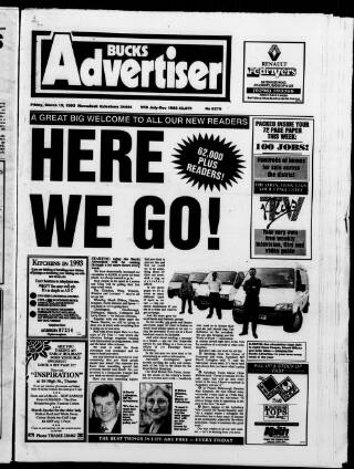 cover page of Bucks Advertiser & Aylesbury News published on March 19, 1993