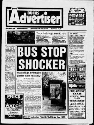 cover page of Bucks Advertiser & Aylesbury News published on February 2, 1996
