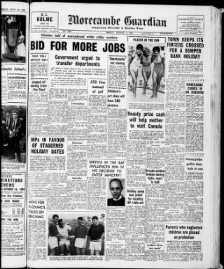 cover page of Morecambe Guardian published on August 2, 1963