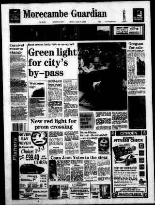 cover page of Morecambe Guardian published on June 18, 1993
