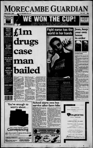cover page of Morecambe Guardian published on May 4, 2001