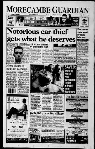 cover page of Morecambe Guardian published on March 19, 2004