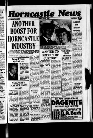 cover page of Horncastle News published on March 19, 1981