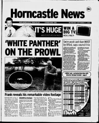 cover page of Horncastle News published on September 17, 2003