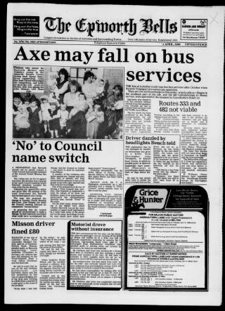cover page of Epworth Bells, Crowle and Isle of Axholme Messenger published on April 4, 1986