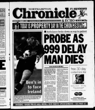 cover page of Northampton Chronicle and Echo published on February 2, 2000