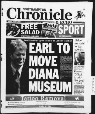 cover page of Northampton Chronicle and Echo published on August 2, 2004