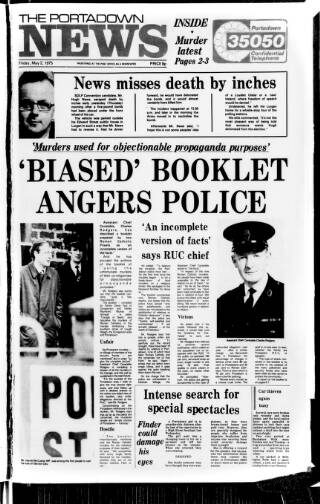 cover page of Portadown News published on May 2, 1975