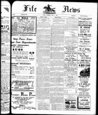 cover page of Fife News published on April 1, 1939