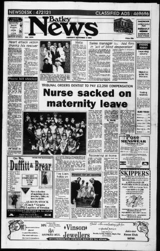cover page of Batley News published on November 2, 1989