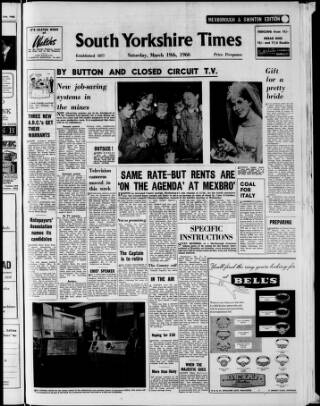 cover page of South Yorkshire Times and Mexborough & Swinton Times published on March 19, 1966
